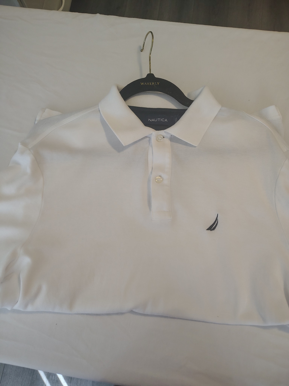 Nautica Men's White Polo with Navy Sail Logo Size Small